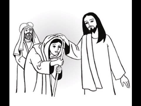 Jesús sana a una mujer encorvada